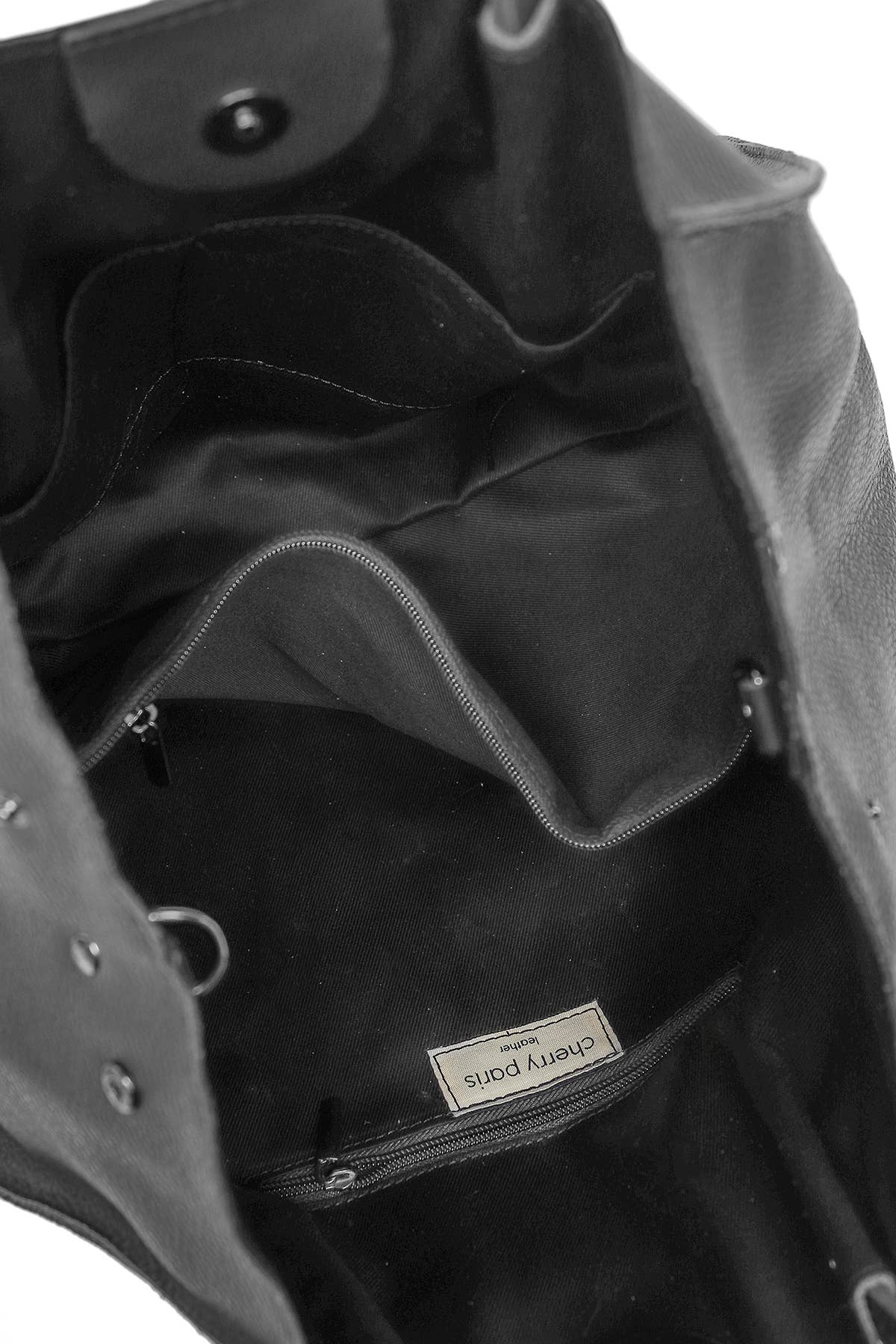Cherry Paris-Tote Bag in schwarz aus Rindsleder