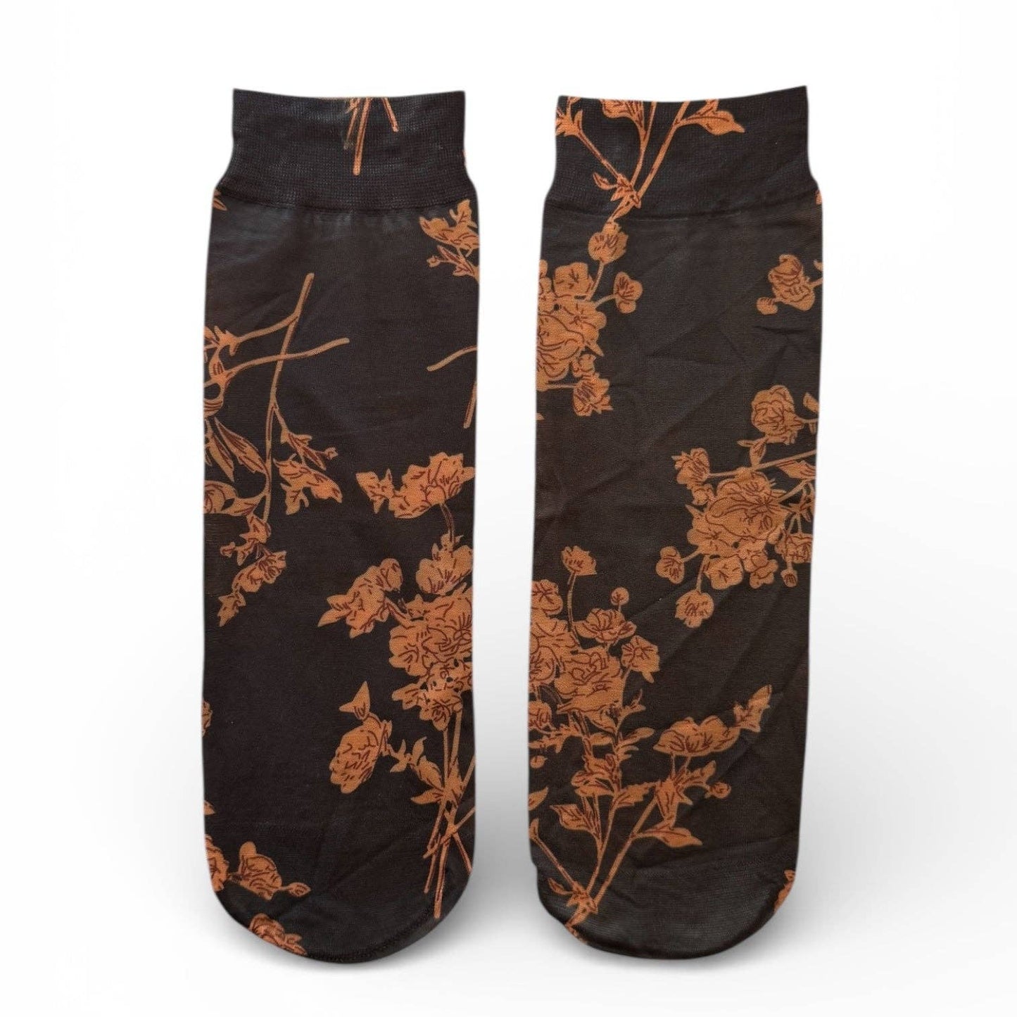 Sockette- transparente Socken Bernstein, in Blütenmuster