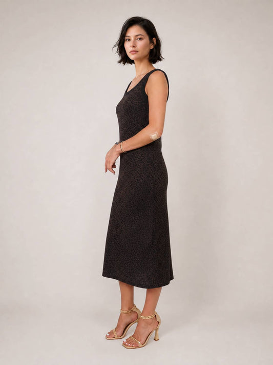 Strickkleid // in Leo mit Glitzer in schwarz braun