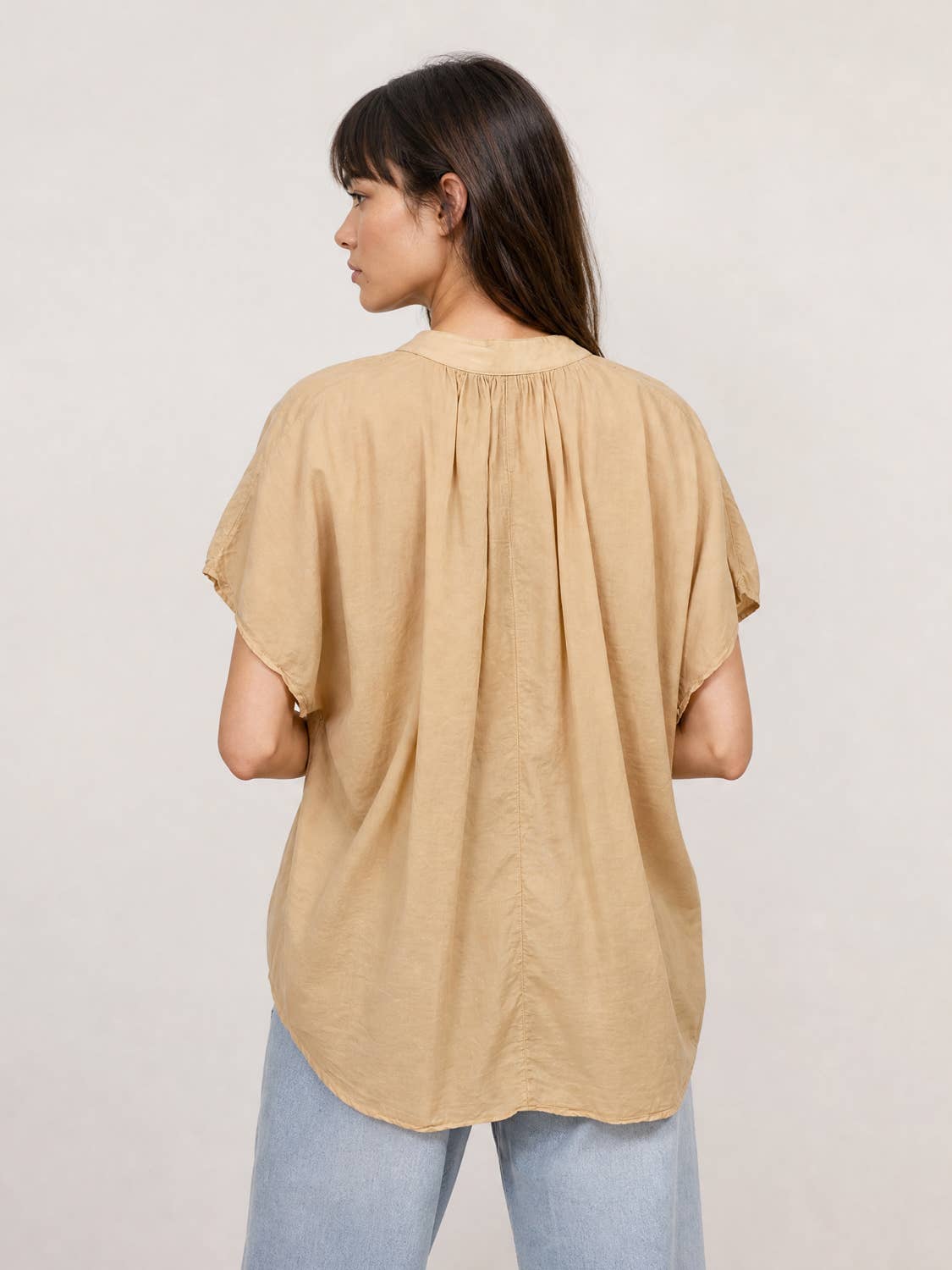 Geraffte Bluse// in elfenbeifarben, Oversize