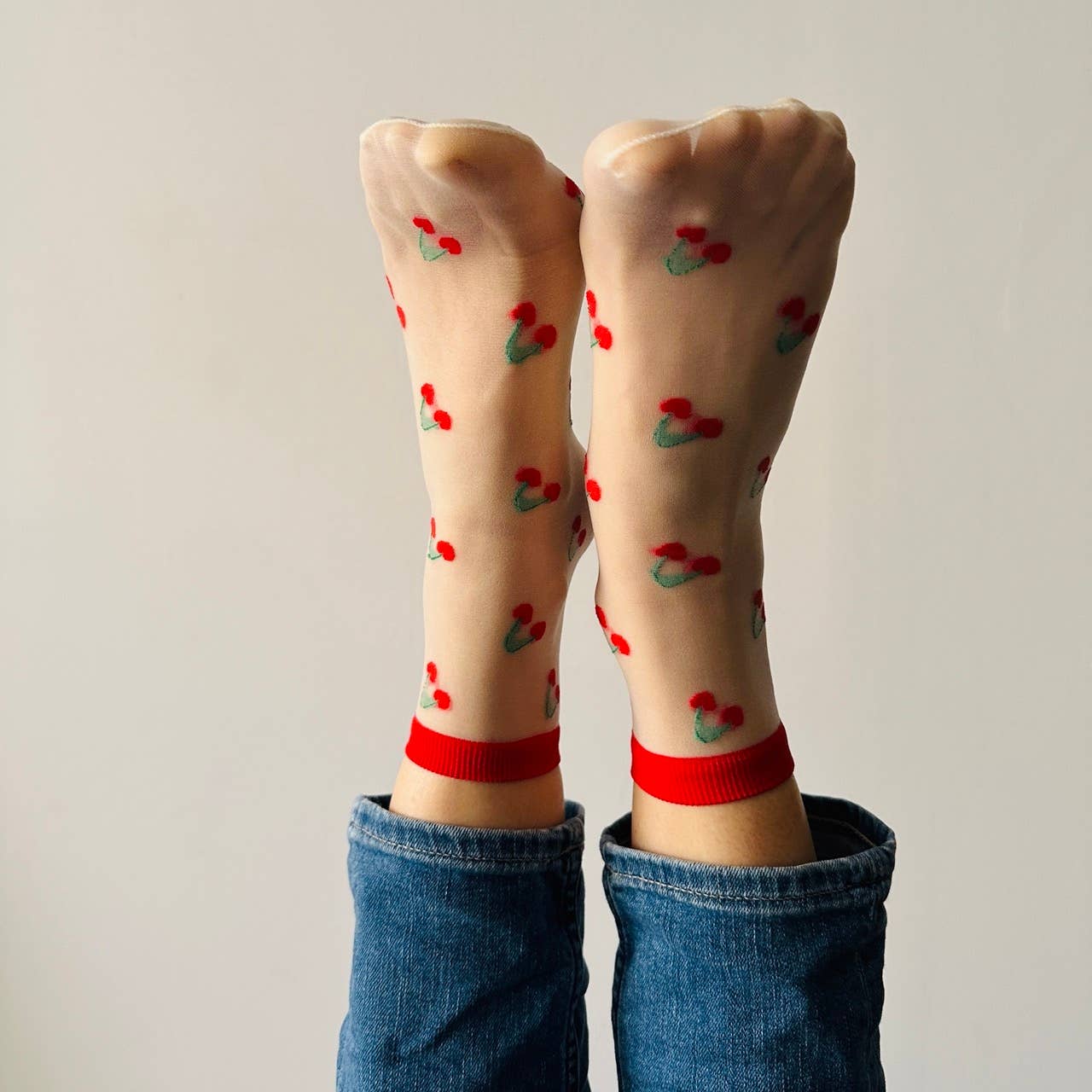 Sockette: Clémence - Damen-Fantasiesocken mit Früchten - KIRSCHEN