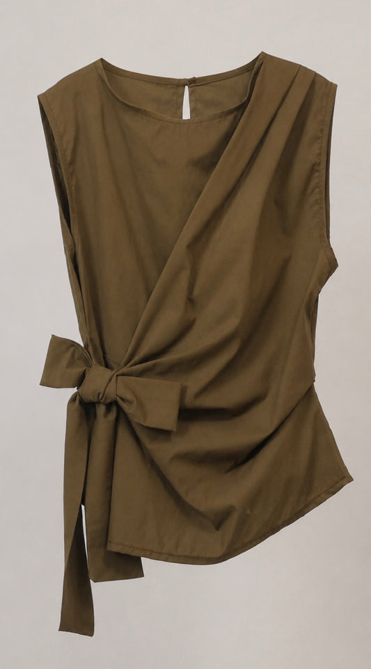 Top mit Schleife // in schwarz und khaki