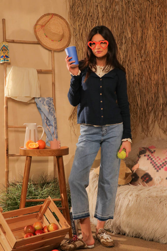 Lochstrick Cardigan aus Baumwolle – Made in Italy
In schwarz oder braun