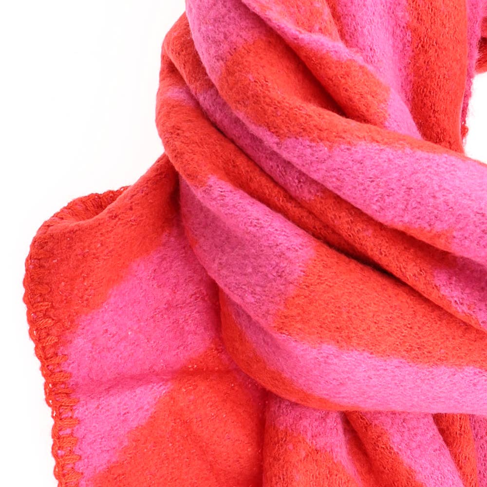 Lot83- Schal Damen Zickzack in Rot Pink, kuschelig weich