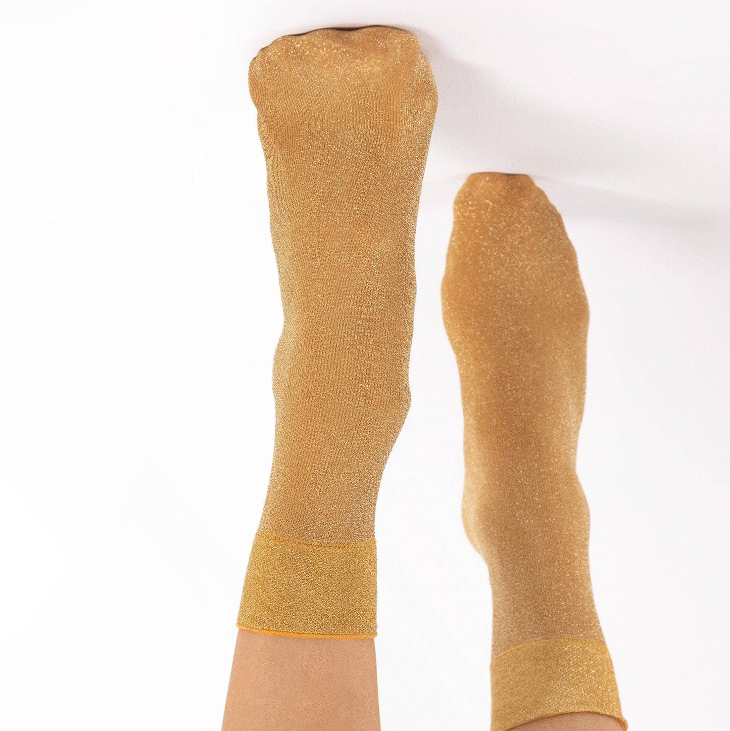 Sockette- Socken Himmlisch in Senfgelb mit Glitzer