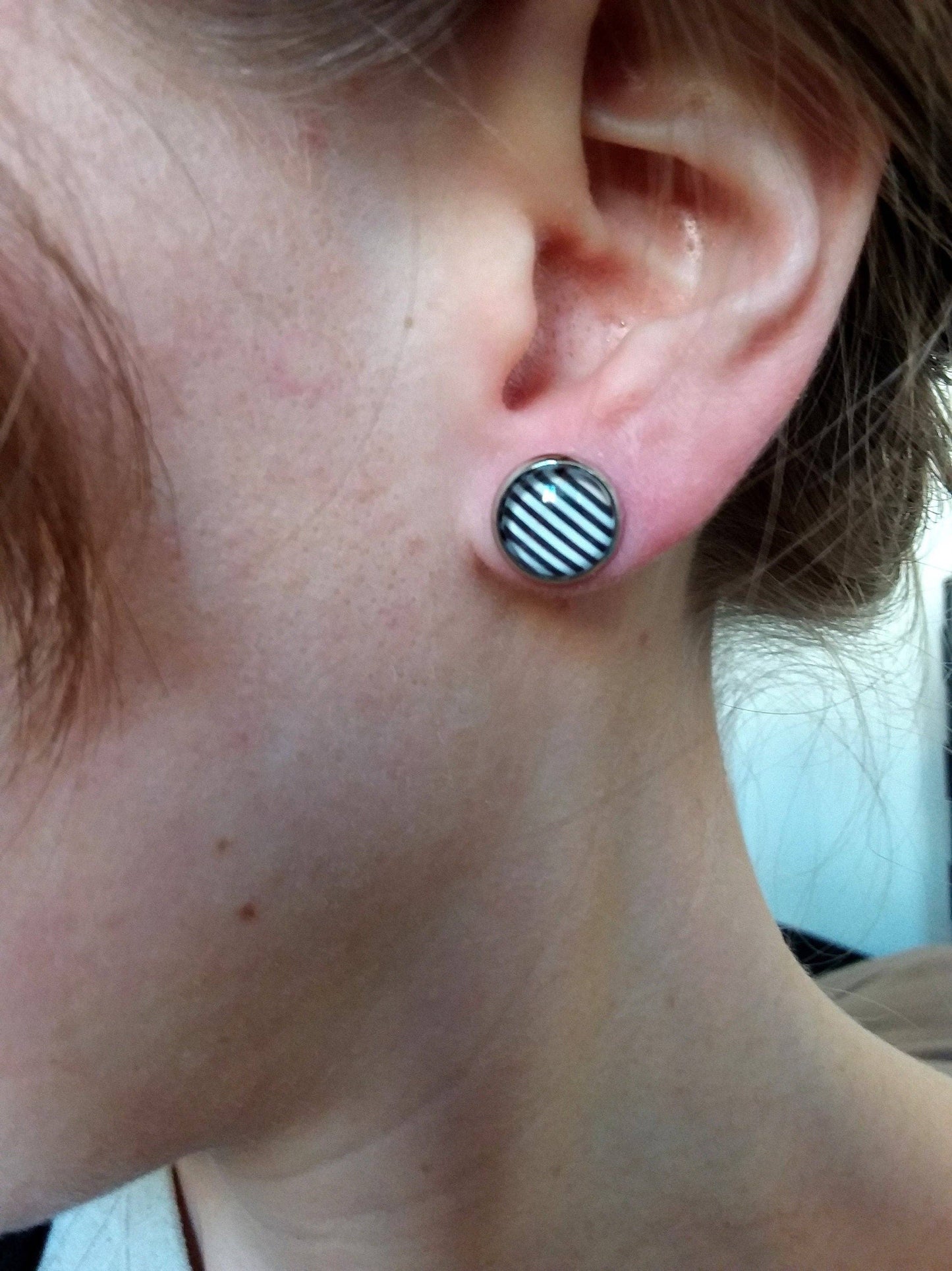 Ohrringe mit blauen und weißen Streifen / "Es ist die Liebe am Strand!": Silber