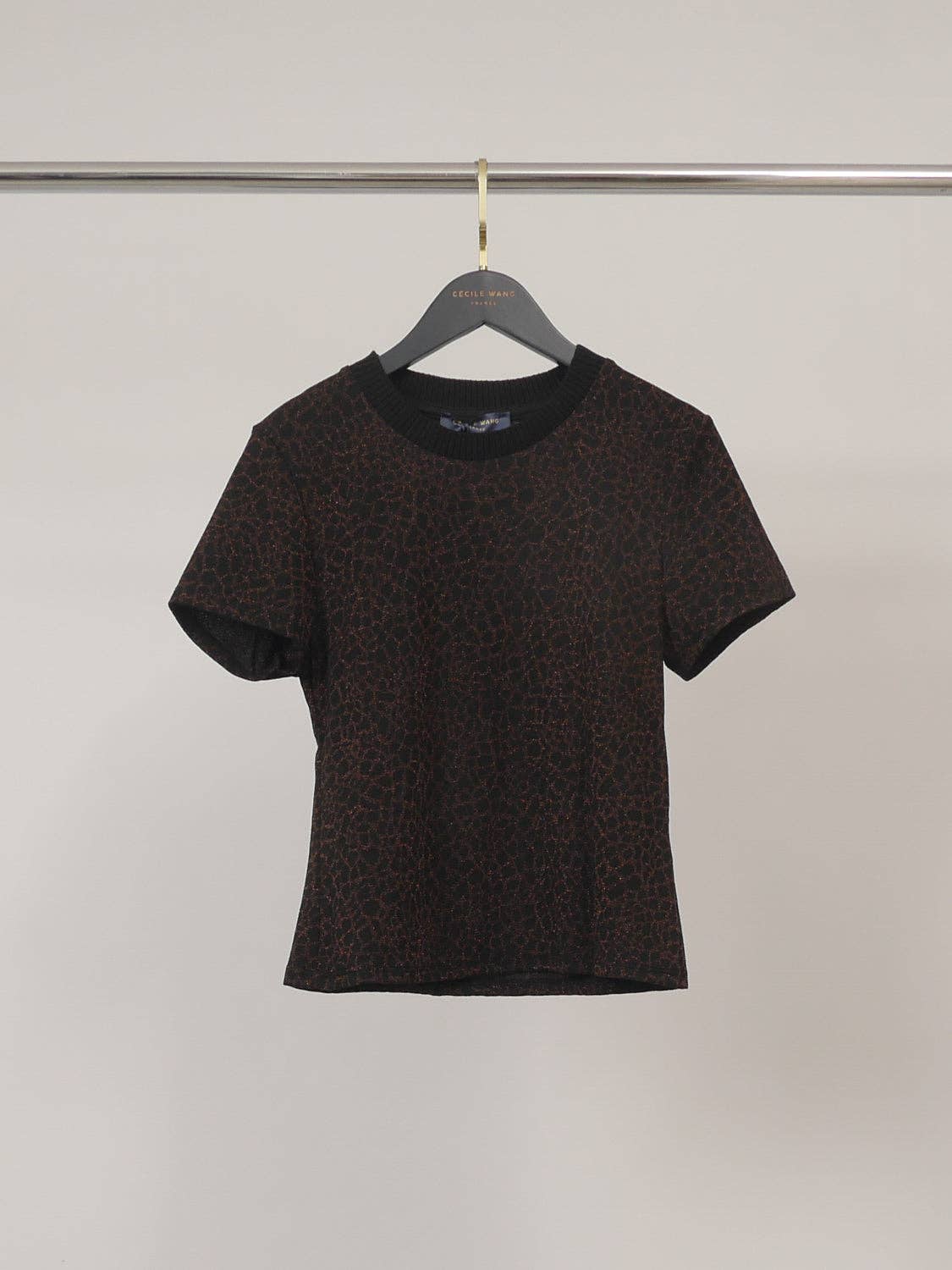 Shirt // Cropped mit Glitzer in Leoprint