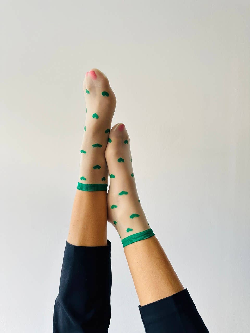 Transparente grüne Herzsocke für Damen LOUISE