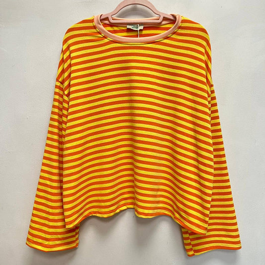 Striped Oversize Longsleeve – Vintage Statement Top Made in Italy in Orang/gelb