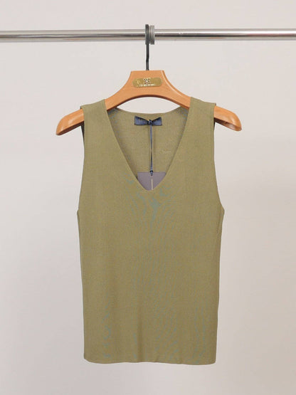 V-Neck Tank Top – Basicshirt in Strick in verschiedenen Farben, Einheitsgröße