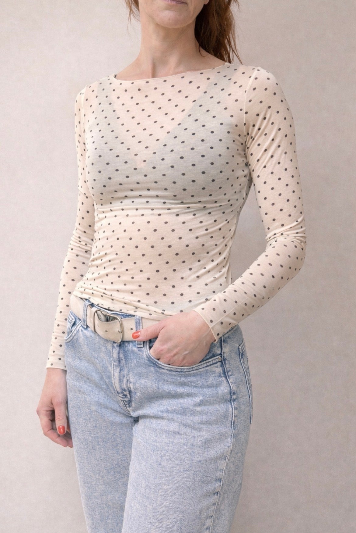 Polkadots: Feines Kaschmirmix-Shirt in verschiedenen Farben/ Einheitsgröße (36-42 / S-XL)