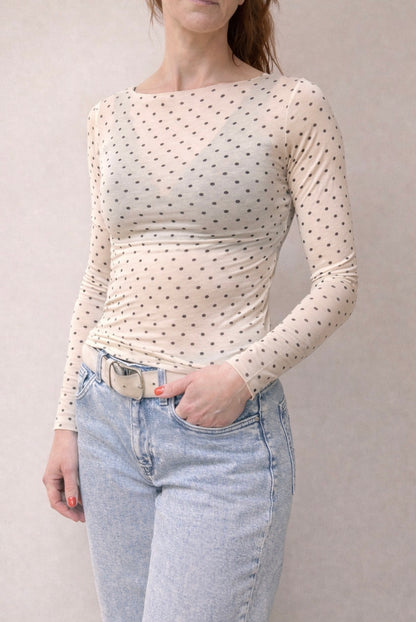 Polkadots: Feines Kaschmirmix-Shirt in verschiedenen Farben/ Einheitsgröße (36-42 / S-XL)