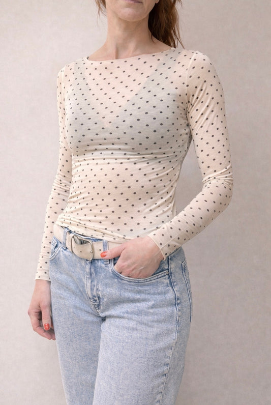 Polkadots: Feines Kaschmirmix-Shirt in verschiedenen Farben/ Einheitsgröße (36-42 / S-XL)