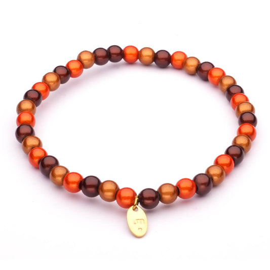 LizzyMae Armband Galaxy Pearl braun-orange-karamell 5 mm | Elastisches Perlenarmband