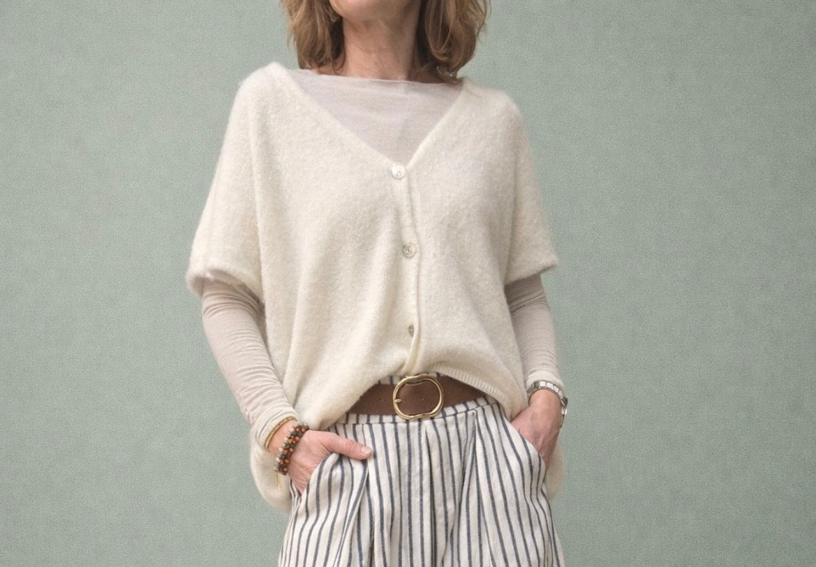 Stilvolle Strickweste mit V-Ausschnitt – dein perfekter Layering-Look. Einheitsgröße 36-42