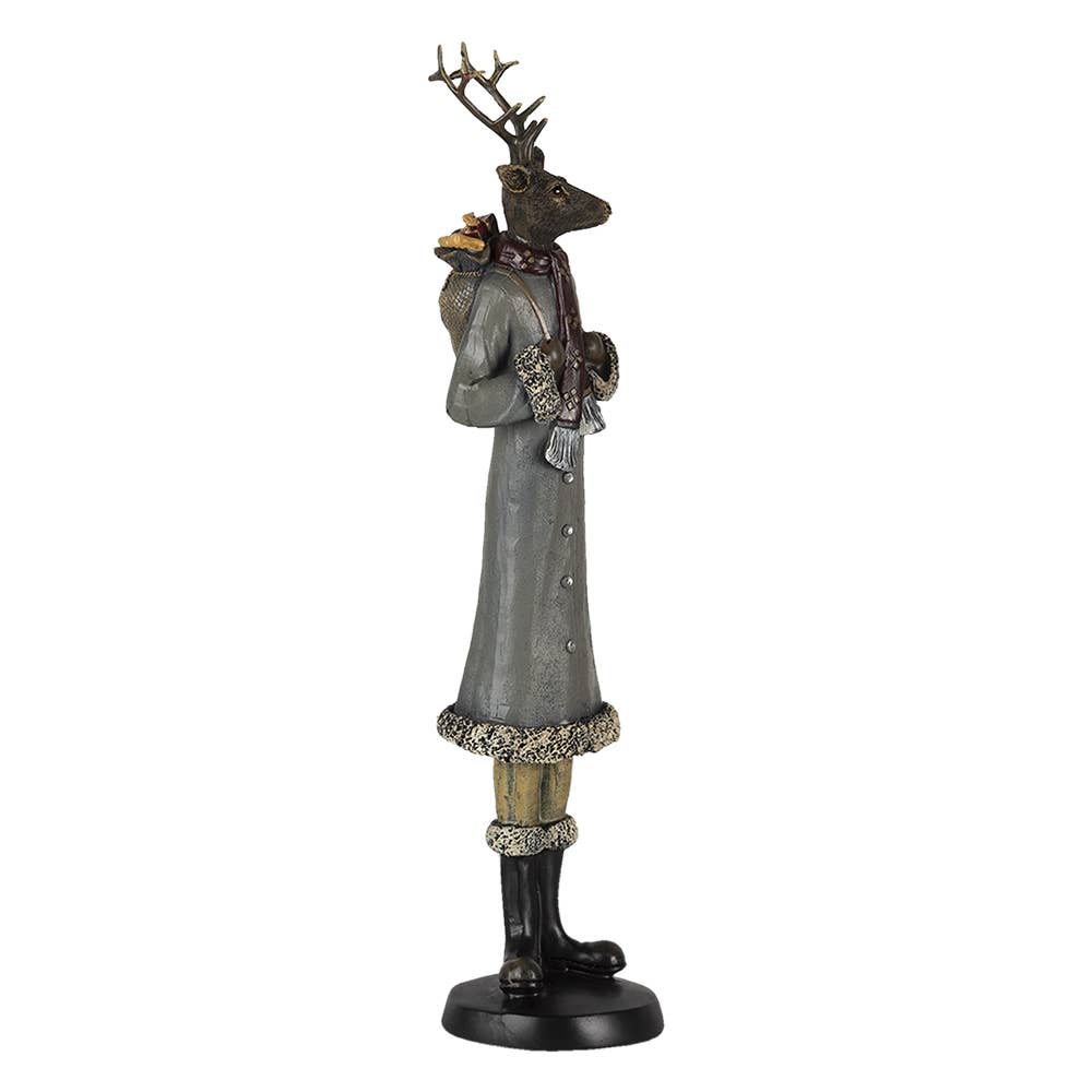 Clayre&Eef: Dekofigur Hirsch, 9x8x36 cm, Grau, Polyresin Home