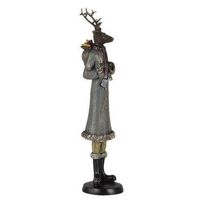 Clayre&Eef: Dekofigur Hirsch, 9x8x36 cm, Grau, Polyresin Home