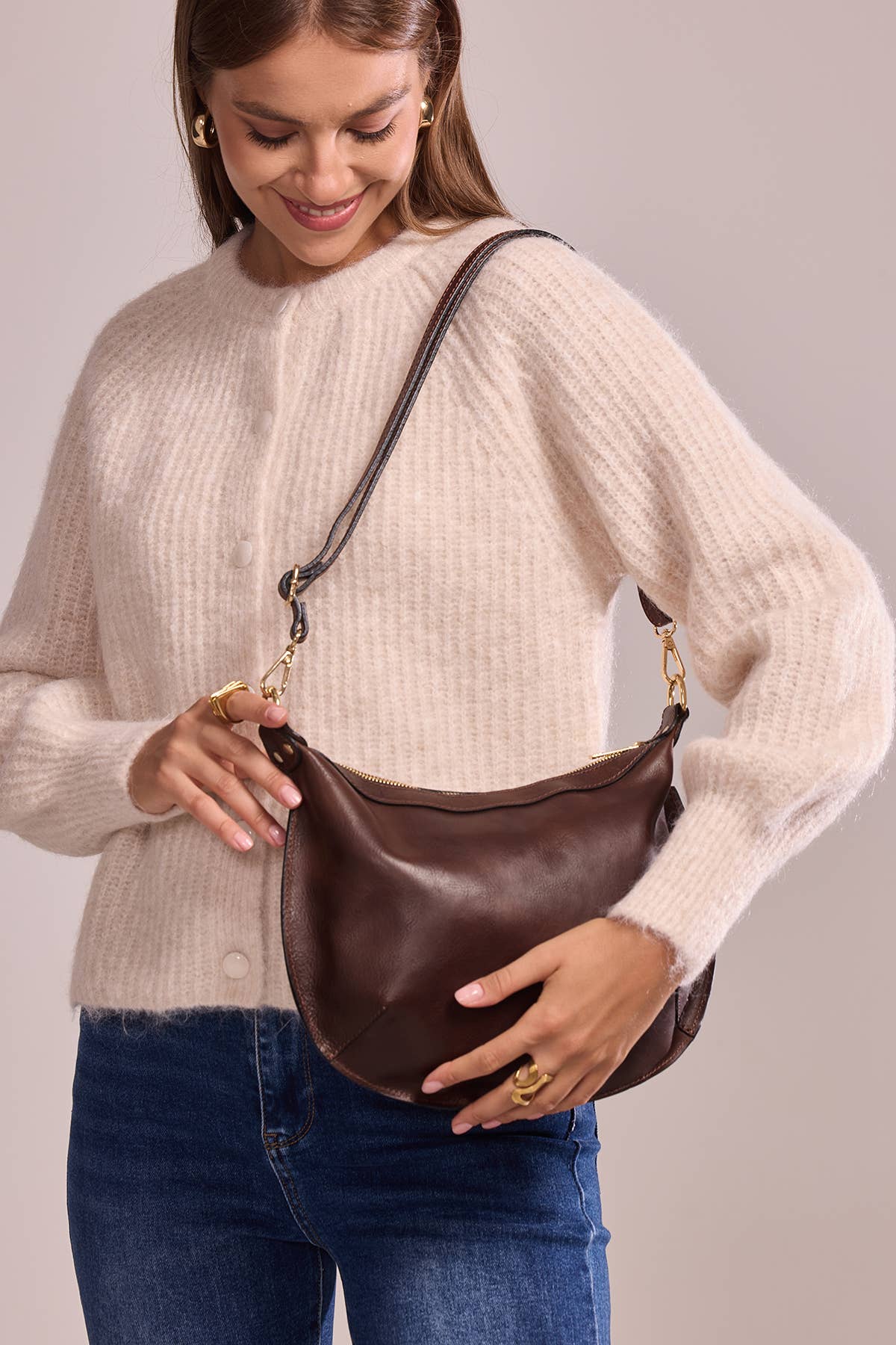 Tasche ANTONIA in Schwarz, aus echtem Leder