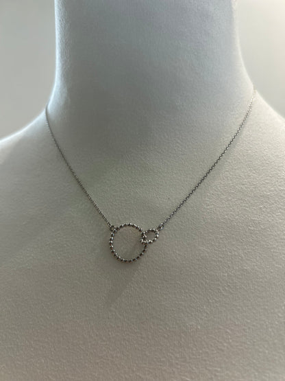 Leaf Jewelry- Halskette Kugelring double, 45cm, 925 Sterlingsilber