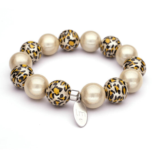 LizzyMae Armband Galaxy Pearl - BEIGE-LEOPARD+BEIGE 14mm