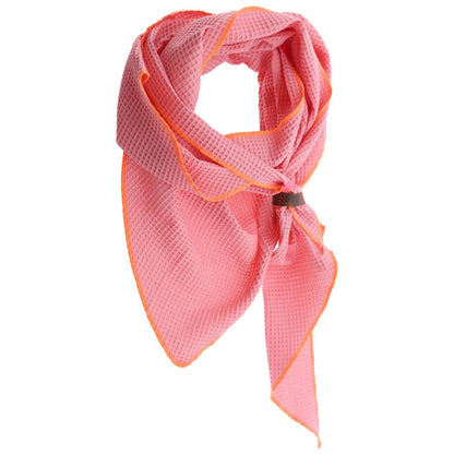 Lot83, Dreieckschal in rosa, mit Waffelstruktur und farbiger Kante