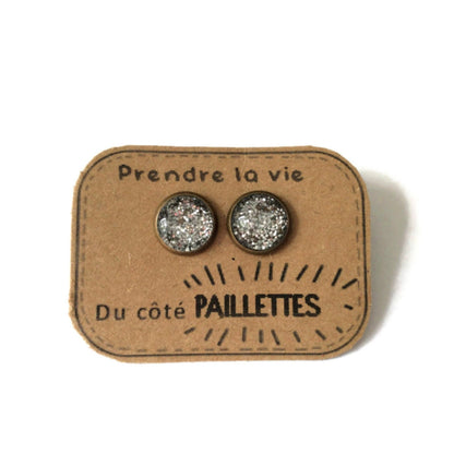 Silber Glitzer Ohrstecker „Leave a little Sparkle“ | Dans l’air du temps bijoux