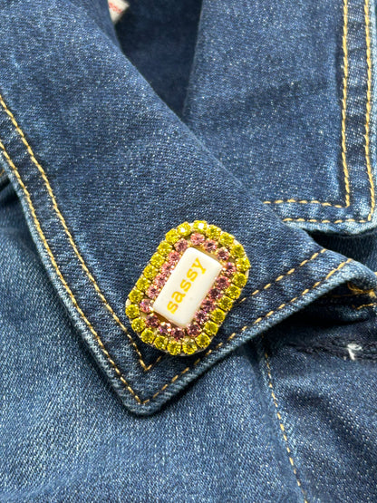 Statement-Brosche „sassy“ – Rosé & Gelb mit Strass – Tezee