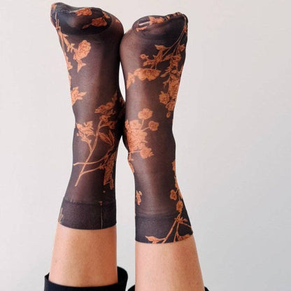 Sockette- transparente Socken Bernstein, in Blütenmuster