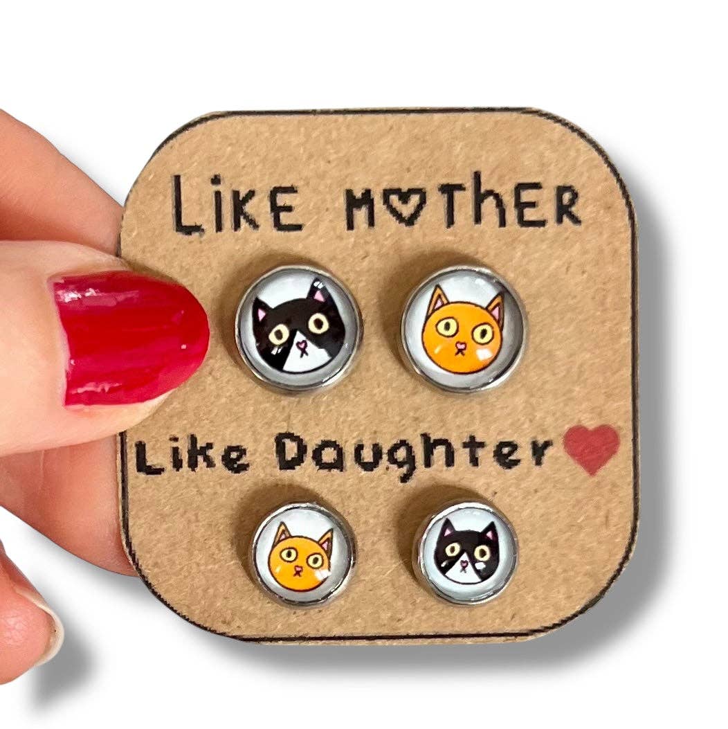 Mutter/Tochter Ohrringe kleine Katzen: Français