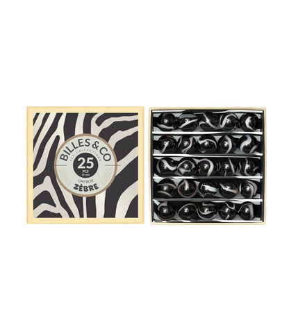 Glasmurmeln-Set mit Zebra-Murmeln, 25Stück, 16mm