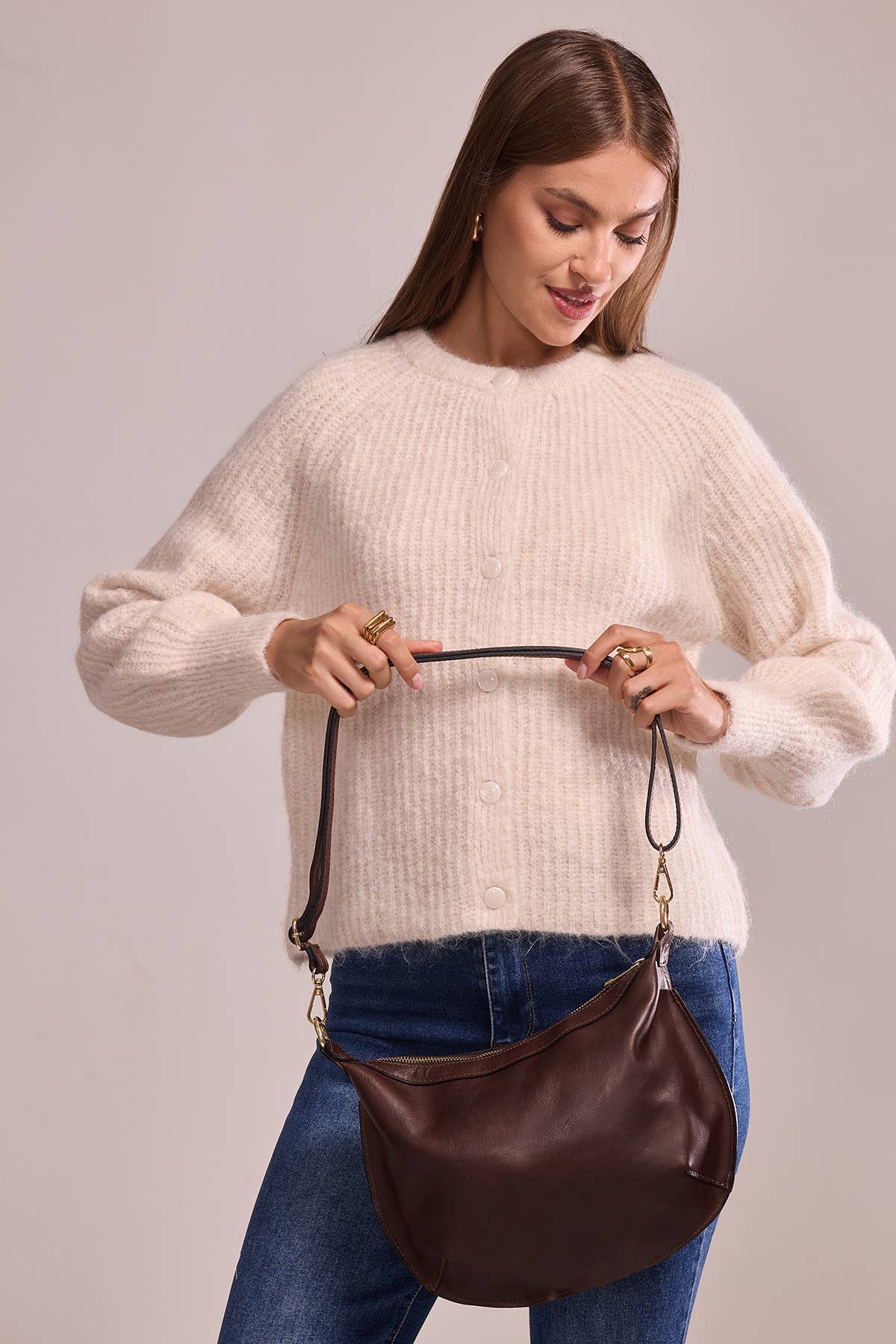 Tasche ANTONIA in Schwarz, aus echtem Leder