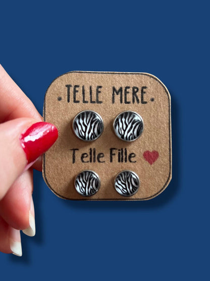 Zebra-Herz Ohrstecker Set „Telle Mère – Telle Fille“ | Dans l’air du temps bijoux