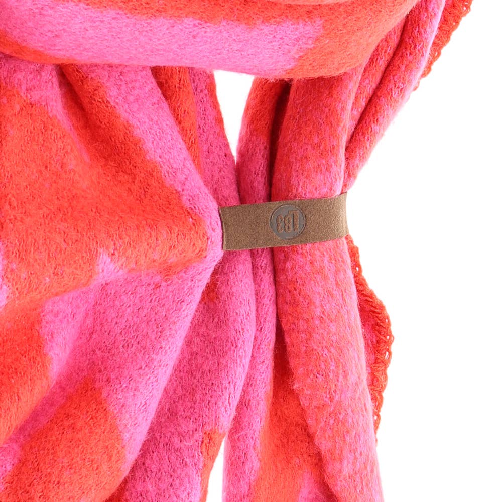 Lot83- Schal Damen Zickzack in Rot Pink, kuschelig weich