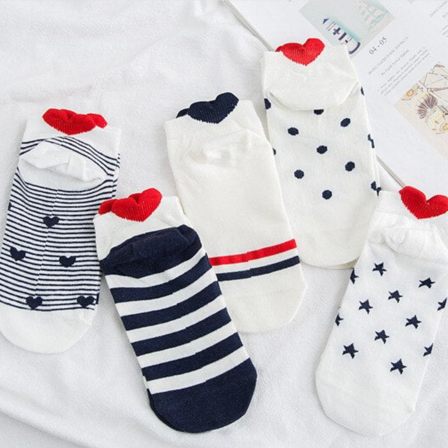 Set Segelsocken mit Herzlasche - 5 Paar