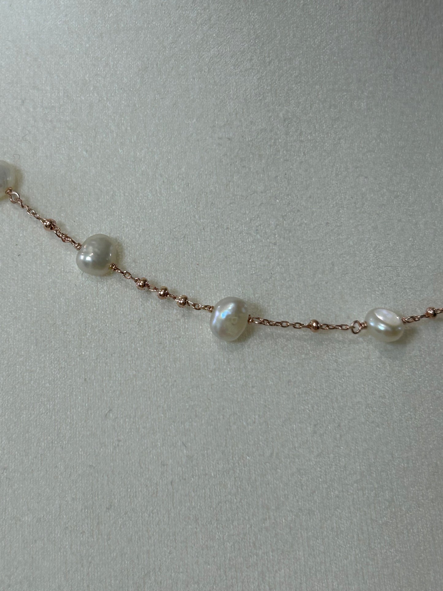 Leaf Jewelry- Halskette Süßwasser-Perle, Rosegold, vergoldet