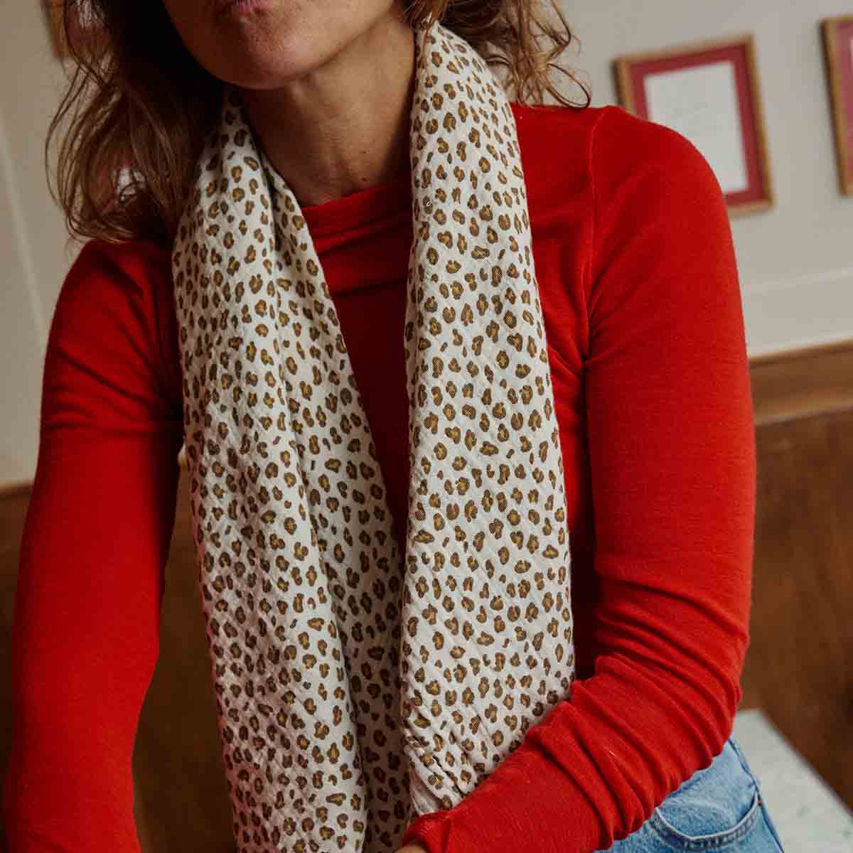 Rose in April: Halstuch MINI LEOPARD GREIGE: MINI-LEOPARD / M 70x70