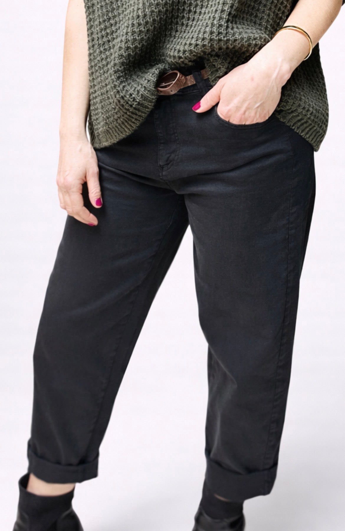 Chinohose Elira in schwarz, stretchig und angenehm zu tragen,GR M