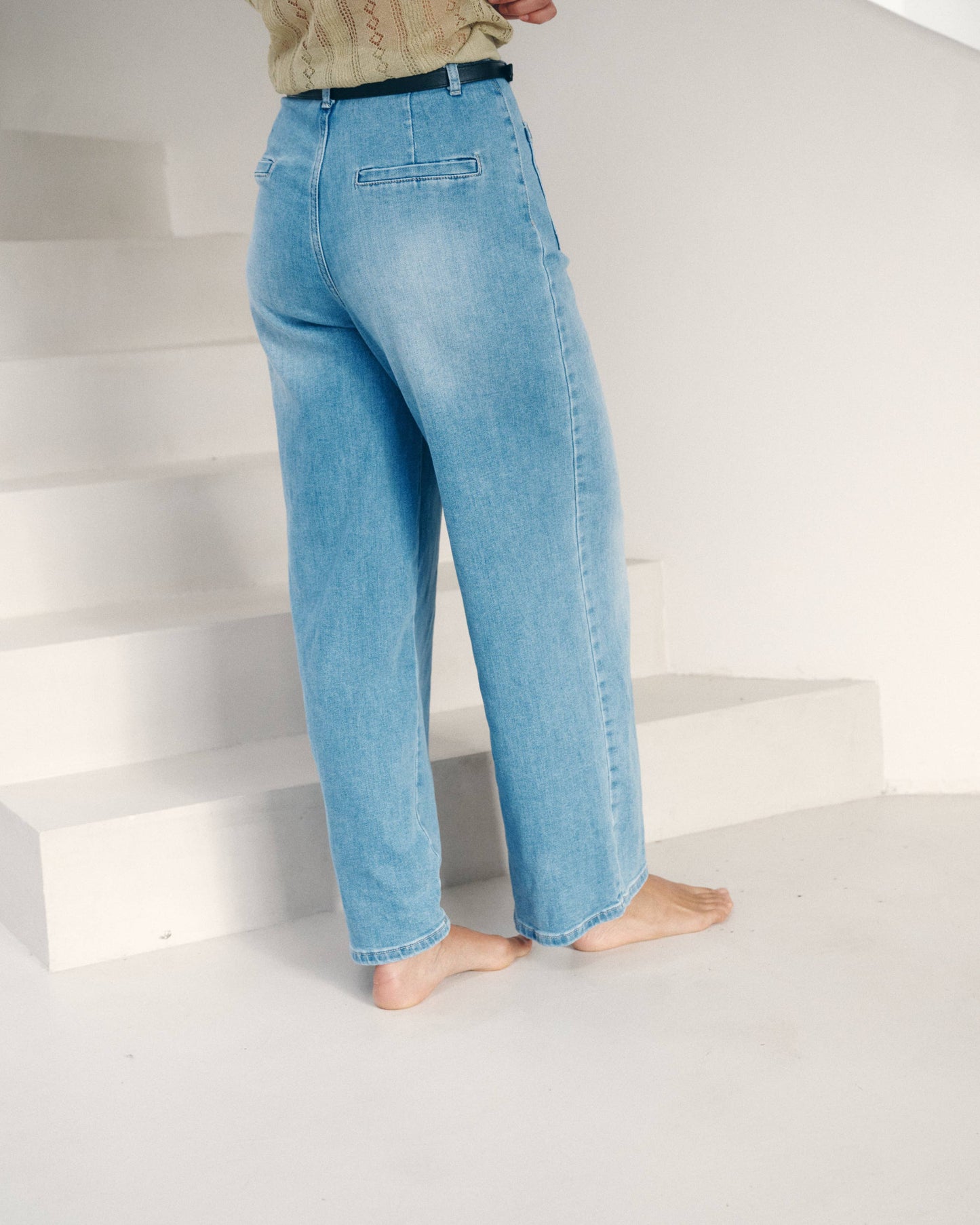 Wide-Leg Jeans „Nolia“ – High Waist, Hellblau, mit Taschen