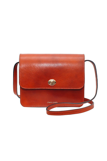Cherry Paris-Crossbody Tasche in Cognac aus Leder