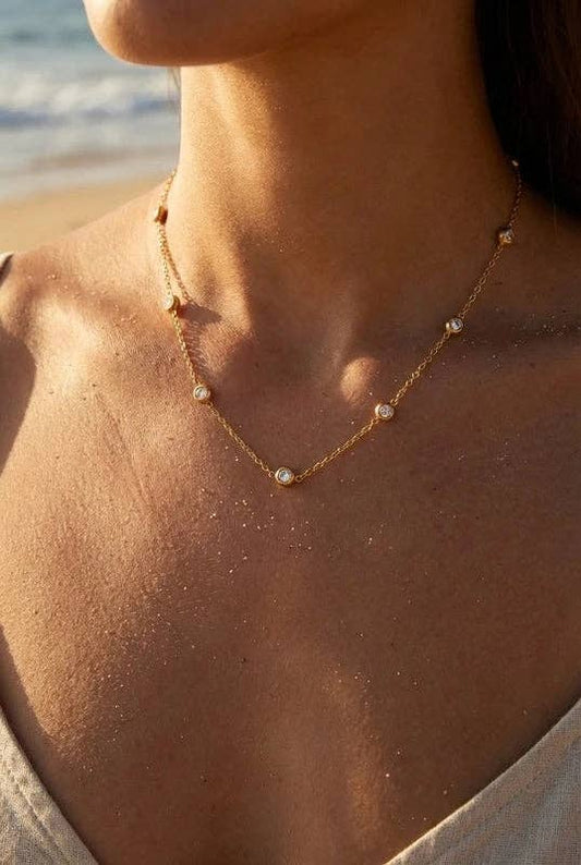 Halsketten aus Edelstahl mit Strass