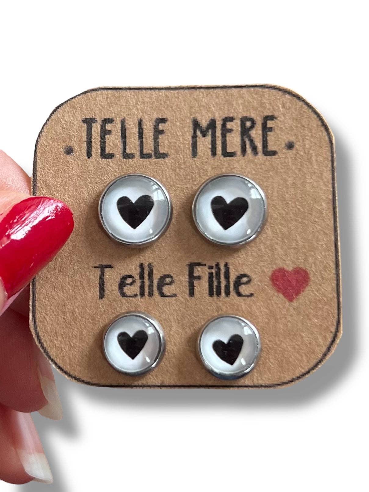 Mutter-Tochter-Ohrstecker schwarze Herzen