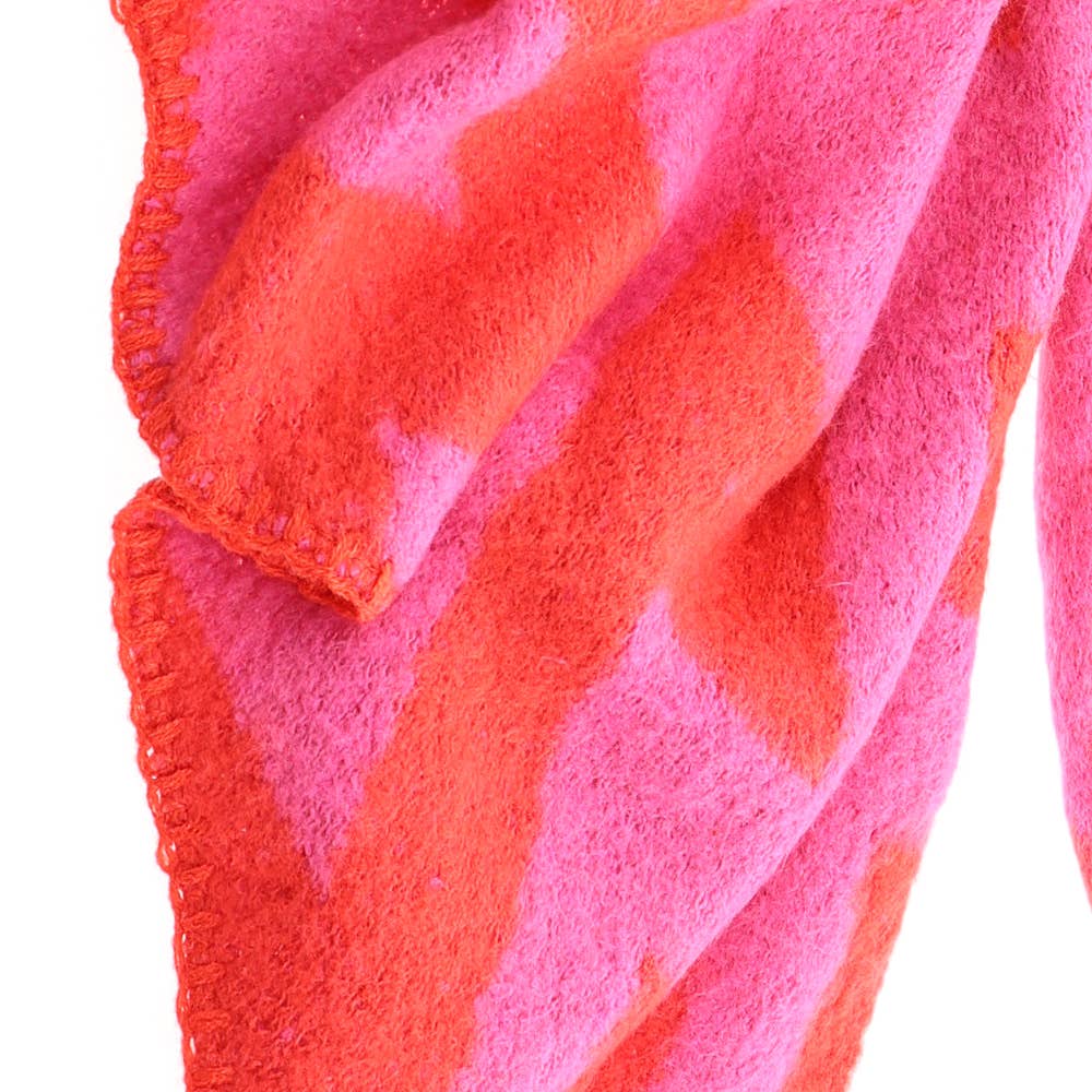 Lot83- Schal Damen Zickzack in Rot Pink, kuschelig weich