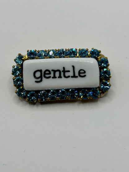 Tezee Statement-Brosche „gentle“ – Türkis Messing mit Strass | Edle Modebrosche