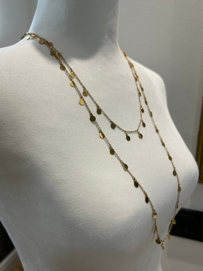 Bazou-Goldene Plättchen-Halskette im Layering-Look