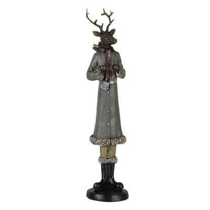 Clayre&Eef: Dekofigur Hirsch, 9x8x36 cm, Grau, Polyresin Home