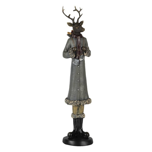Clayre&Eef: Dekofigur Hirsch, 9x8x36 cm, Grau, Polyresin Home