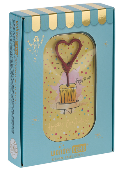 Wondercandle-Happy Birthday gelb Wondercake deluxe blau Herz rot