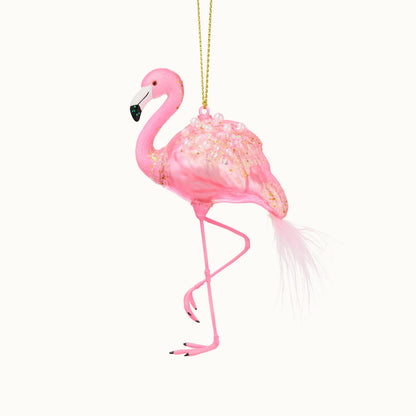 By Vivi- weihnachtlicher Anhänger, Flamingo, aus Glas