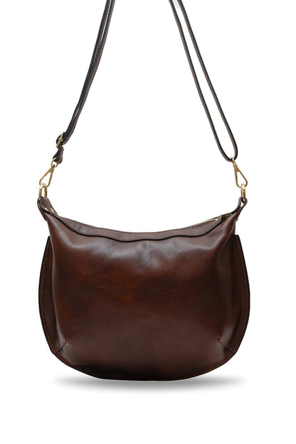 Cherry Paris Halfmoon Bag in dunkelbraun, echtes Rindsleder