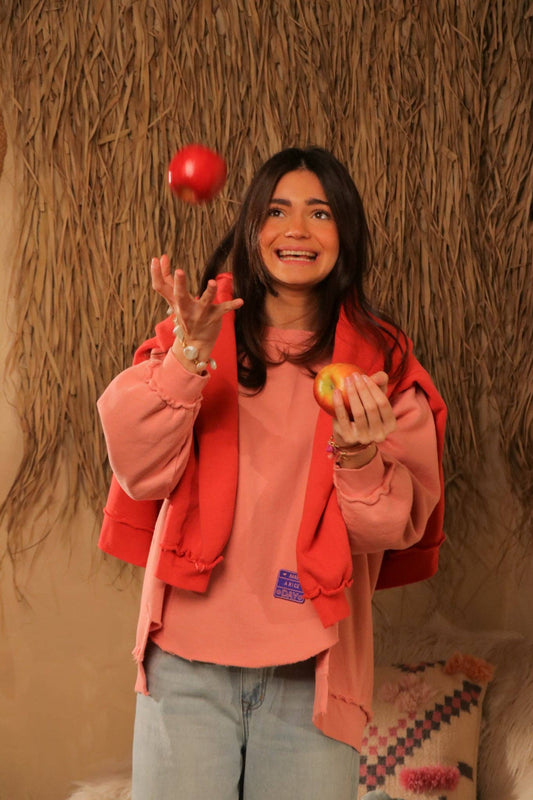 Asymmetric Cotton Sweatshirt – Oversize Vintage Crewneck Made in Italy - Have a nice day in offwhite